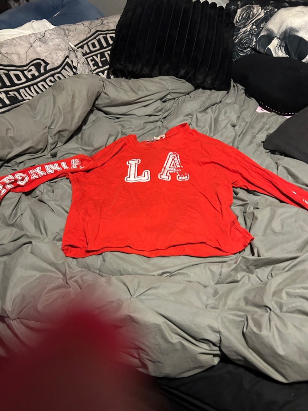 Rebellious One Red Graphic Crop Sweatshirt